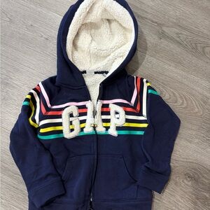 GAP Kids Navy Hoodie with Colorful Stripes